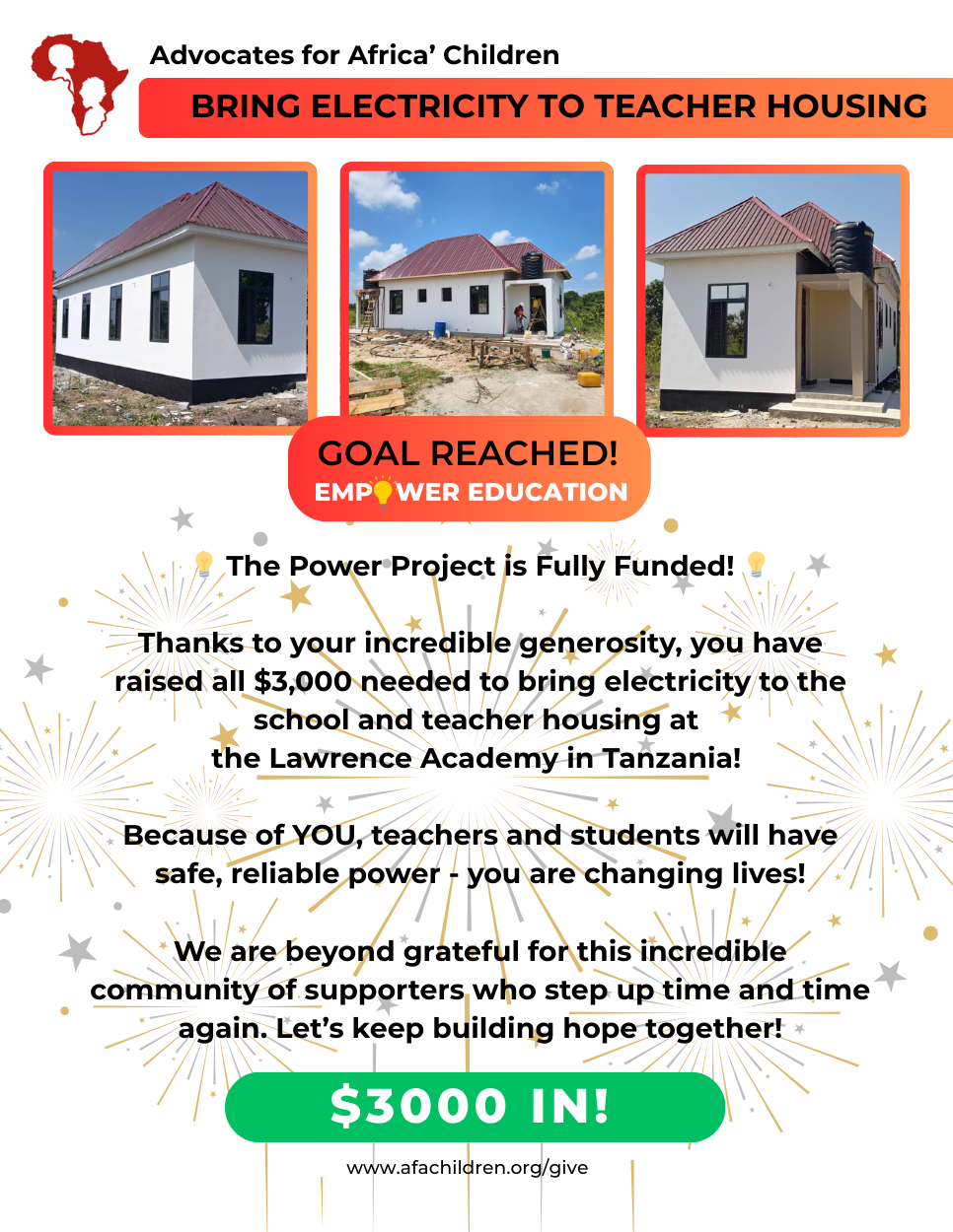 Teacher Housing Electricity Fundraising