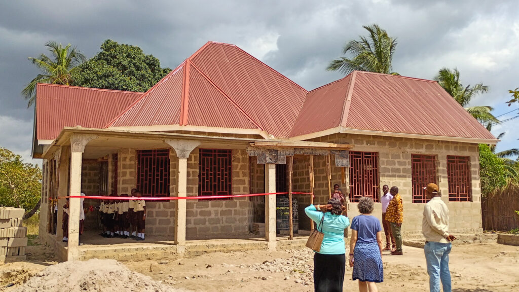 Exterior of the Kiromo medical clinic under construction in Tanzania.
